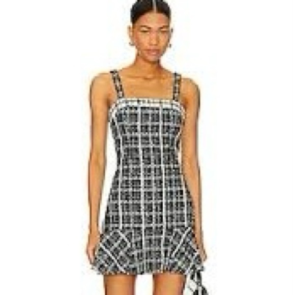 City Triangles XL Blk/Wht Plaid Tweed Fitted with Peplum Hemline Mini Dress-NWT - Picture 1 of 10